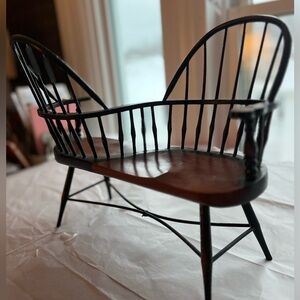EUC American Girl Historical tête-a-tête chair  Edwardian brown and black wood